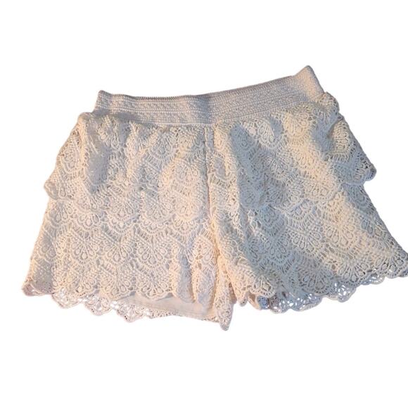 Justice Girls Sz 12 White Crochet Lace Shorts - Picture 1 of 8